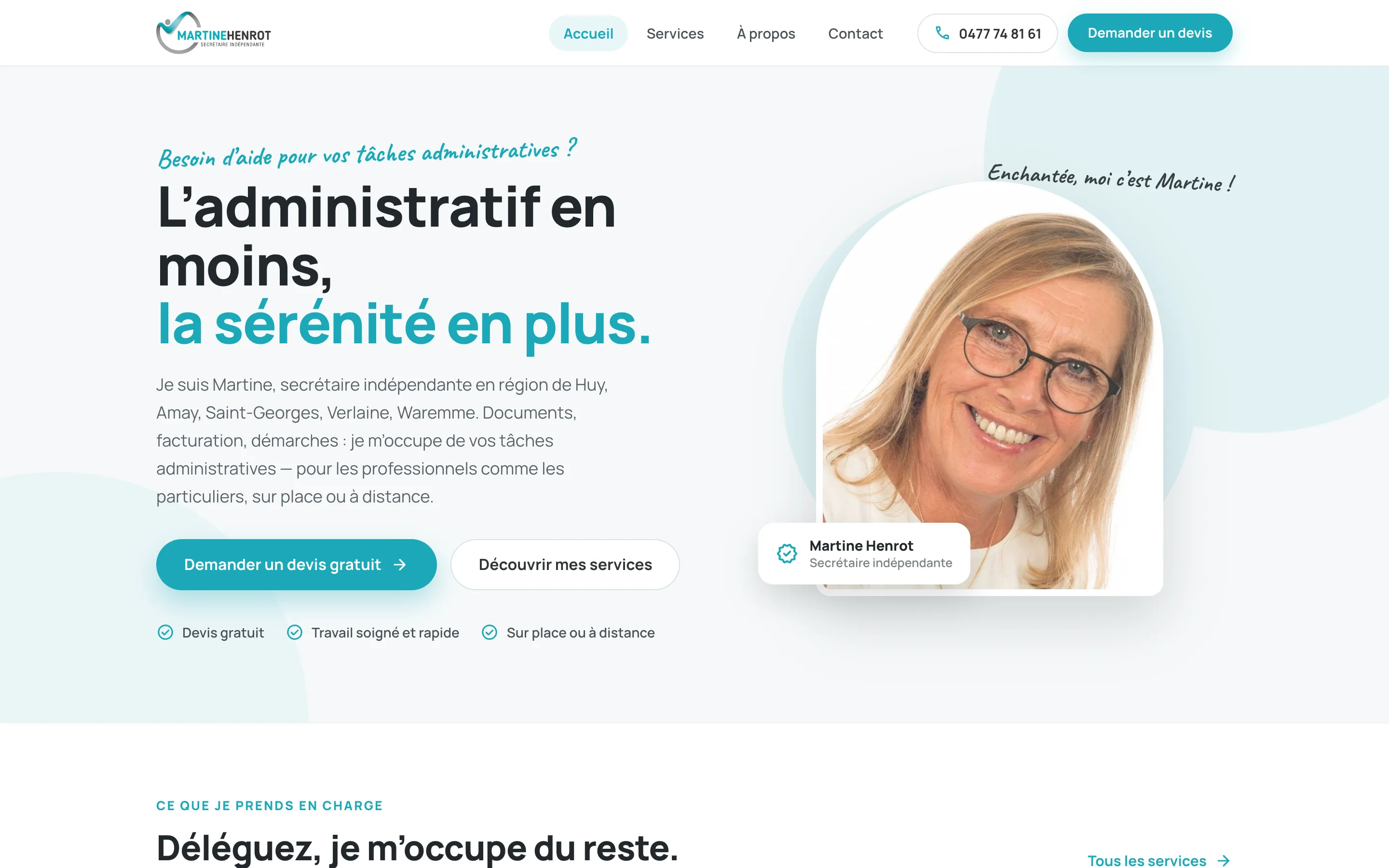 Page d'accueil du site de Martine Henrot sur ordinateur